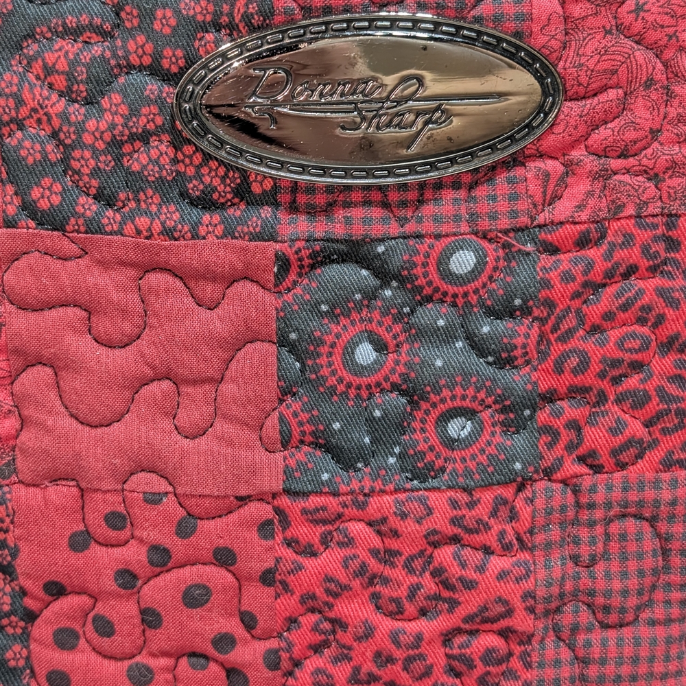 Donna Sharp Red Black Quilted Patchwork Travel Or… - image 4